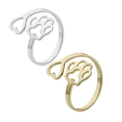 Fingerring med hjerte og pote | Guld eller Sølv