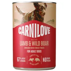 Carnilove Dog Can Paté med lam og vildsvin i 400g dåse set forfra