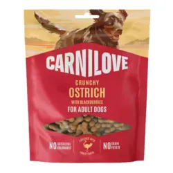 Carnilove Crunchy Snacks med struds og brombær i ny emballage