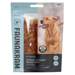 Faunakram Dental Stick med kylling til store hunde – velsmagende tyggestænger med 44% kylling, ideel som daglig snack til større racer