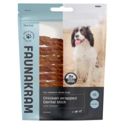Faunakram Dental Stick med kylling til mellemstore hunde – velsmagende tyggestænger med 44% kylling, perfekt som daglig snack