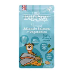 Little BigPaw Steamed Atlantic Salmon er et vådfoder til hunde af høj kvalitet