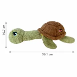 Hundelegetøj med squeaker – KONG Scruffs Turtle måler 36 cm og er perfekt til både ruskeleg og hygge