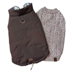 Varmt og vejrbestandigt sæt med sweater og jakke til den stilfulde hund