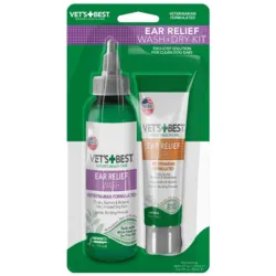 Vets Best ørerens og tørresæt, 2-trins ørerens til hund med aloe vera og tea tree-olie