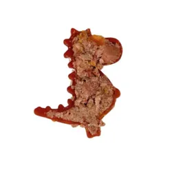 Rød vegetar Snack Dino fyldt med vådfoder i hul bagside