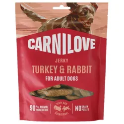 Carnilove Jerky Turkey Rabbit bløde og saftige hundegodbidder i pose med kalkun og kanin