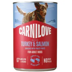 Carnilove Dog Can Paté med laks og kalkun i 400g dåse set forfra