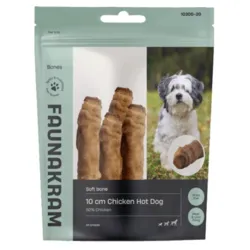 Faunakram Chicken Hot Dog 10 cm 170g hundesnack i pose