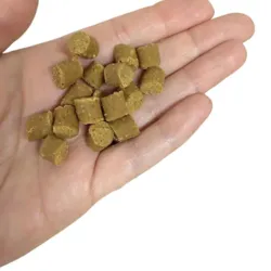 Bløde Snack'it Softies hundegodbidder i små mundrette tern vist i hånd