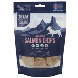 Treat Eaters Iceland Large Bites Salmon Chips – sprøde hundegodbidder med laks, lavet som lækre fiskesnacks til hunde.