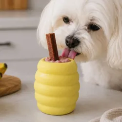 med en Ollipet Honey Lick Pot kan du lave en is til din hund