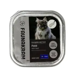 Faunakram vådfoder til kat med beef yogurt topping EU kvalitet 100g