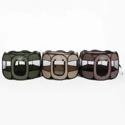 Foldbar hvalpegård fra For Wagging Tails fås i Khaki, Mokka og Forest Green, så du kan vælge den farve, der passer bedst.
