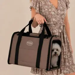 Praktisk transporttaske til hund med ekstra tyk brun madras og god ventilation