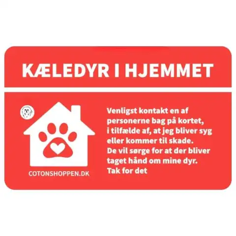 Redningskort kæledyr i hjemmet