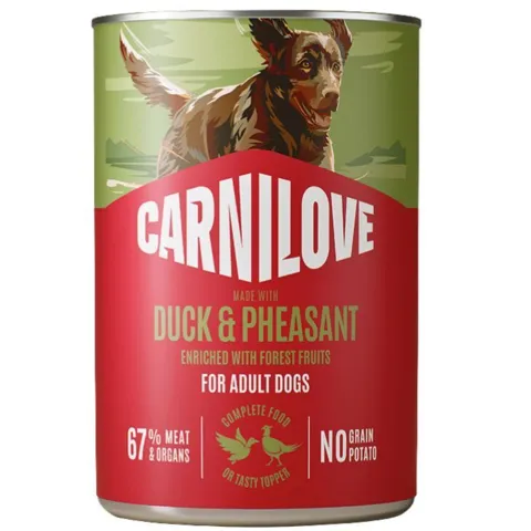 Carnilove Dog Can Paté med and og fasan i 400g dåse set forfra
