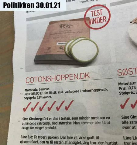 16 stk Bambus Vaskbare Rondeller - Politikkens Test Vinder