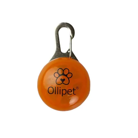 Ollipet LED vedhæng i orange smart  lygte til at sætte på hunden