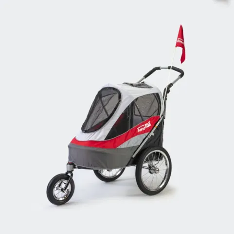 Innopet hundeklapvogn Sporty Dog Trailer Deluxe inkl. cykelstang + regnovertræk - farve: sort/rød