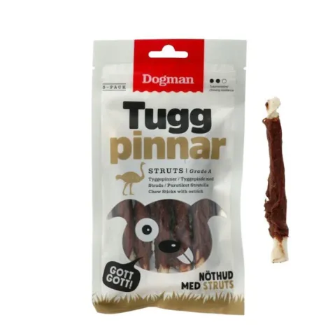 Dogman Tyggestænger med Struds 5 Stk. | 12,5cm