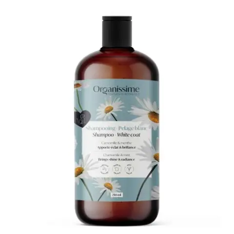 Organissime White Coat hundeshampoo til hunde med hvid pels.