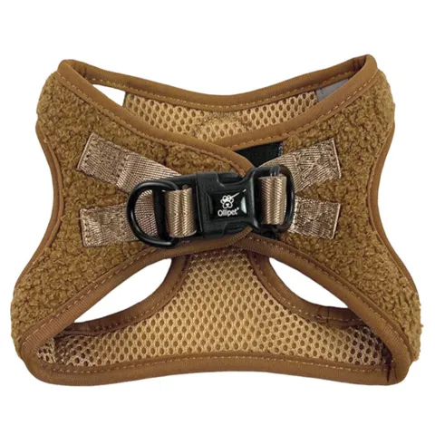 Plys hundesele i brun cognac farve med refleks