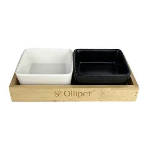 Ollipet firkantet Mini bambusholder | dobbelt OUTLET