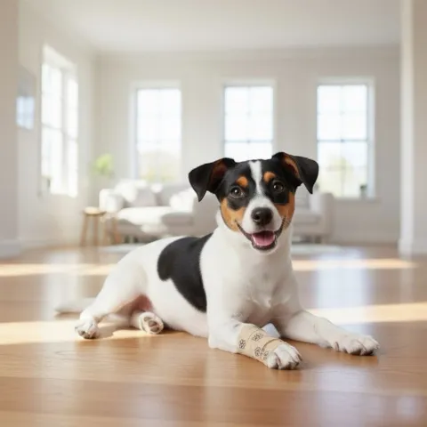 Smart bandage til hunde med sødt poteprint. Beskytter poter og sår.