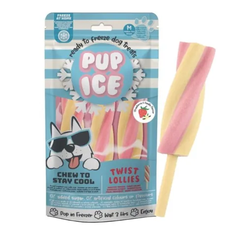 Pup Ice Twister hundeis | Jordbær og Vanilje 3 stk.