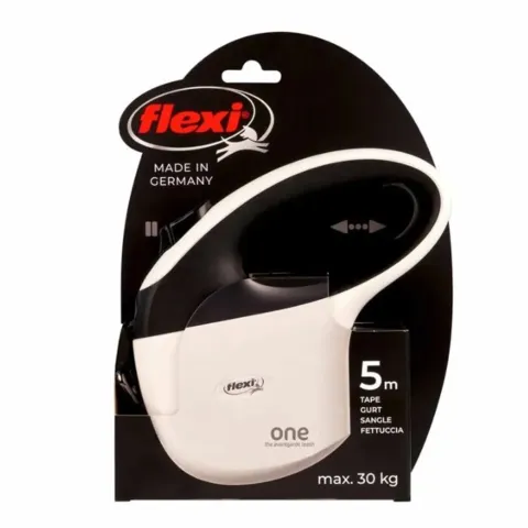 Sort og hvid Flexi One hundesnor med ergonomisk soft grip
