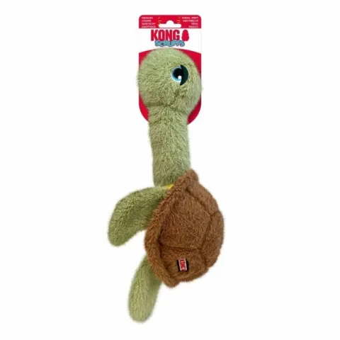 KONG Scruffs Turtle – plyslegetøj til hunde med lang hals og indbygget squeaker for ekstra sjov leg