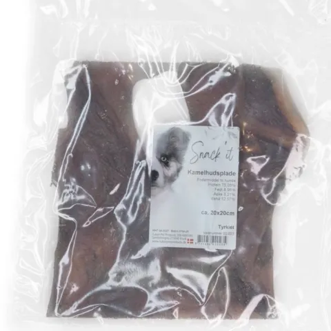 Snack'it Kamelhudsplade – lufttørret og proteinrig hundesnack produceret i Tyrkiet