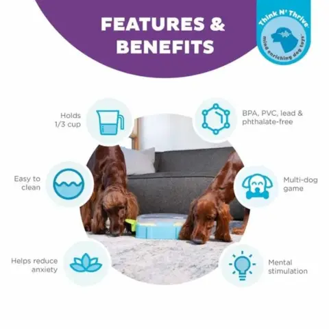 Med dette spil kan du udfordre din hund og stimulere den mentalt. Kan afhjælpe kedsomhed og uro hos hunden.