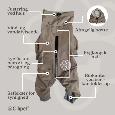 info om Ollipet Doodle rain coat med refleks