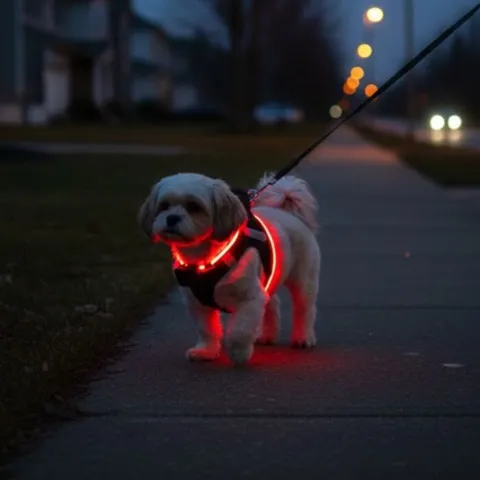 Step-in hundesele med LED-lys