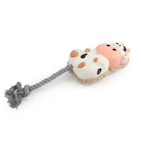 AFP Zootex-Toss'A'Cow hundelegetøj med reb, latexforside og plysbagside