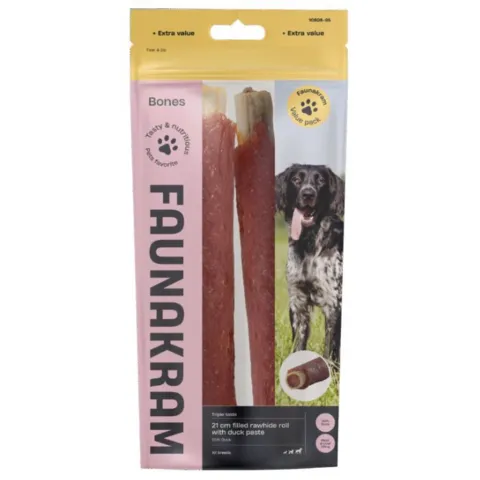 Faunakram filled rawhide roll med and 300g 2 stk i pose