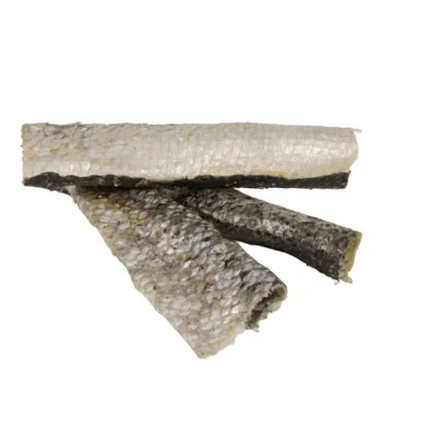 Naturlige lakseruller af fiskeskind til hunde – en sprød og velsmagende snack med god tyggetekstur.