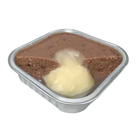Faunakram vådfoder til kat med beef yogurt topping åben indvendig konsistens