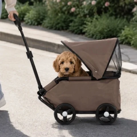 Ollipet For Wagging Tails Trækvogn til små hunde med opklappelig kaleche