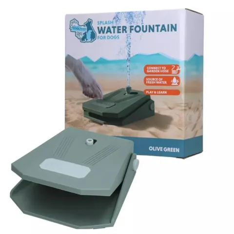 CoolPets Splash Water Fountain i olivengrøn til hunde i haven