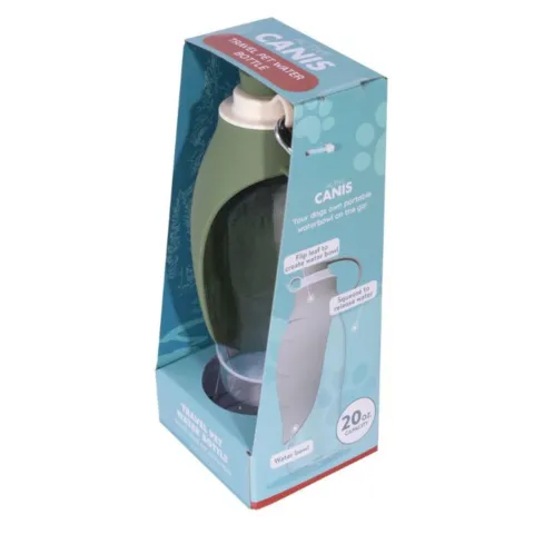 Active Canis Bowl Bottle 580 ml i grøn med integreret drikkeskål til hund.