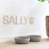 Træ bogstaver I Sally og en pote