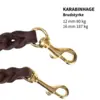 Walk'it Justerbar Dressurline Læder/messing. Holdbare og med karabinhager i guldfarve.